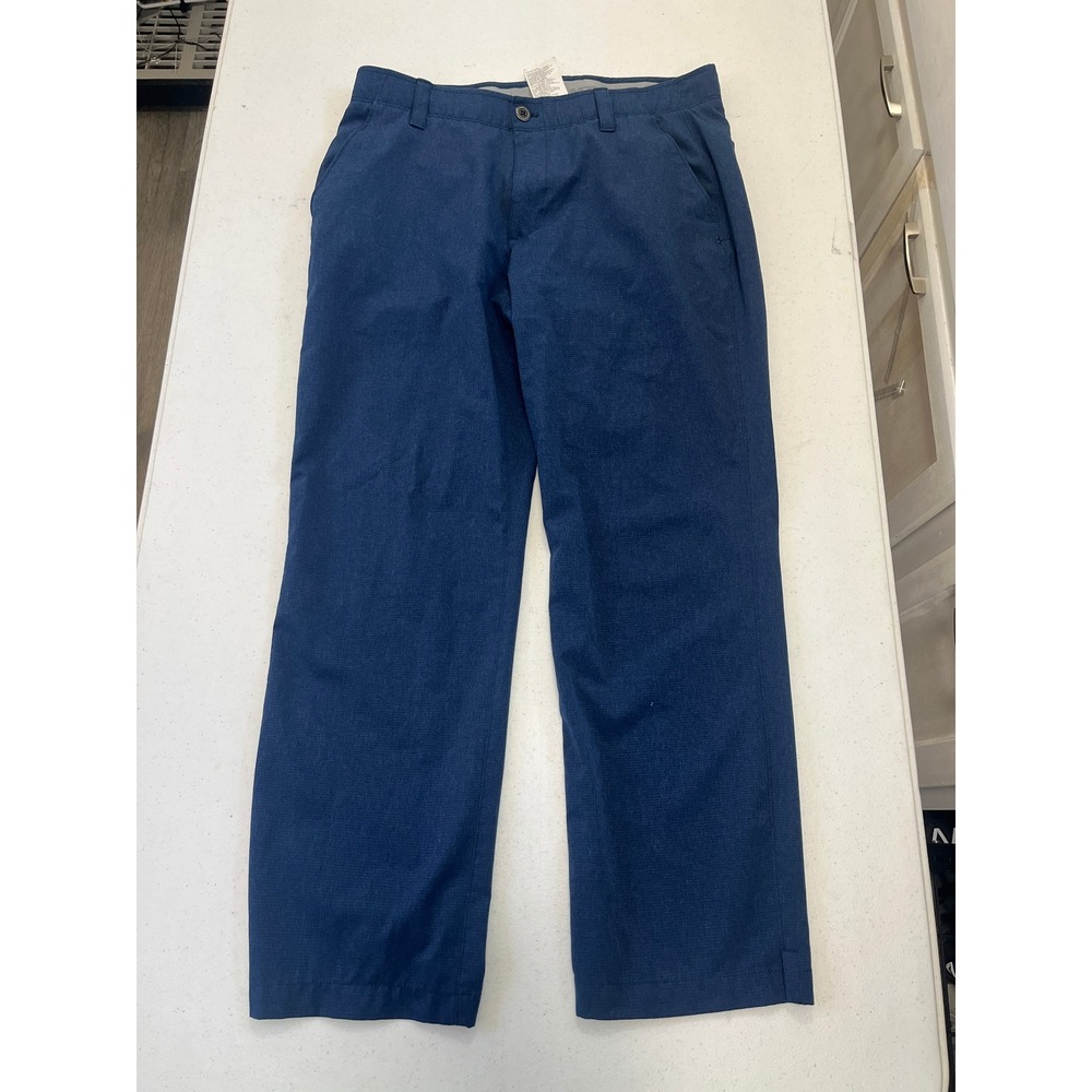 Under Armour Pants Blue Textured Straight Fit Mens‎ 36 30 UA Tech Flat Front